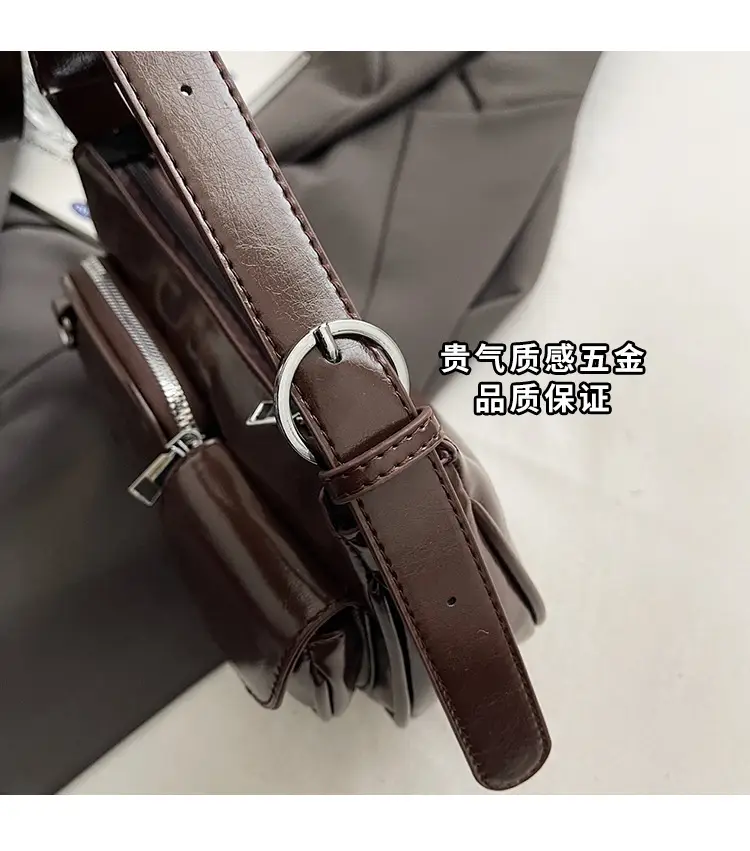 Tan Multi-Pocket Shoulder Bag with Detachable Strap — feature 4