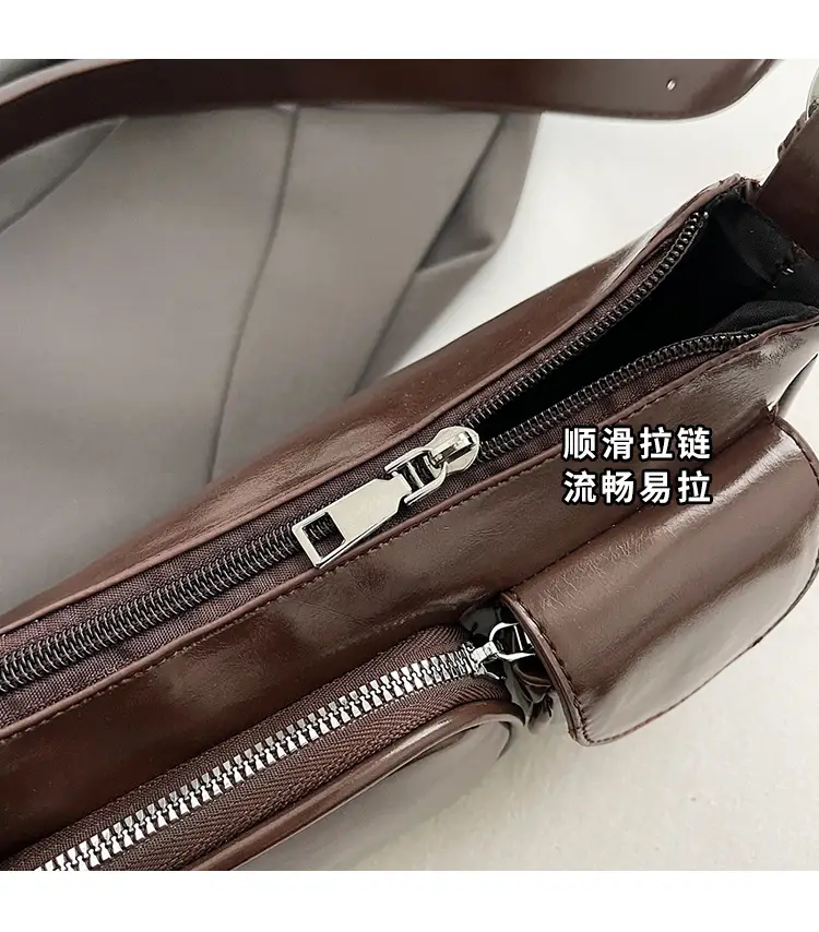 Tan Multi-Pocket Shoulder Bag with Detachable Strap — feature 6