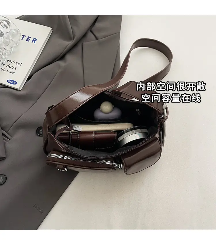 Tan Multi-Pocket Shoulder Bag with Detachable Strap — feature 8