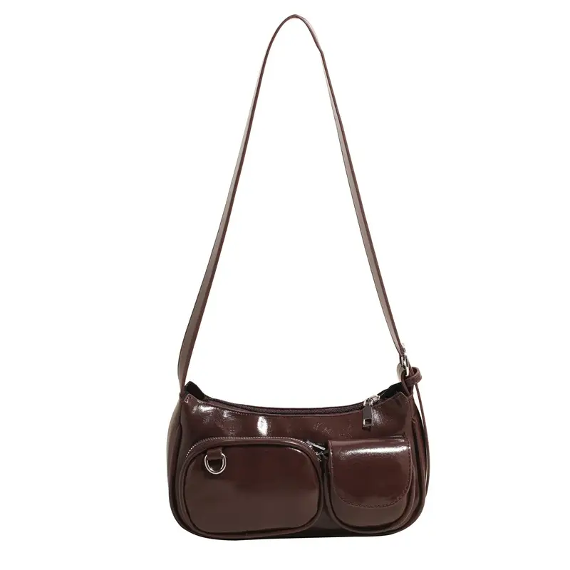 Tan Multi-Pocket Shoulder Bag with Detachable Strap - Image 2