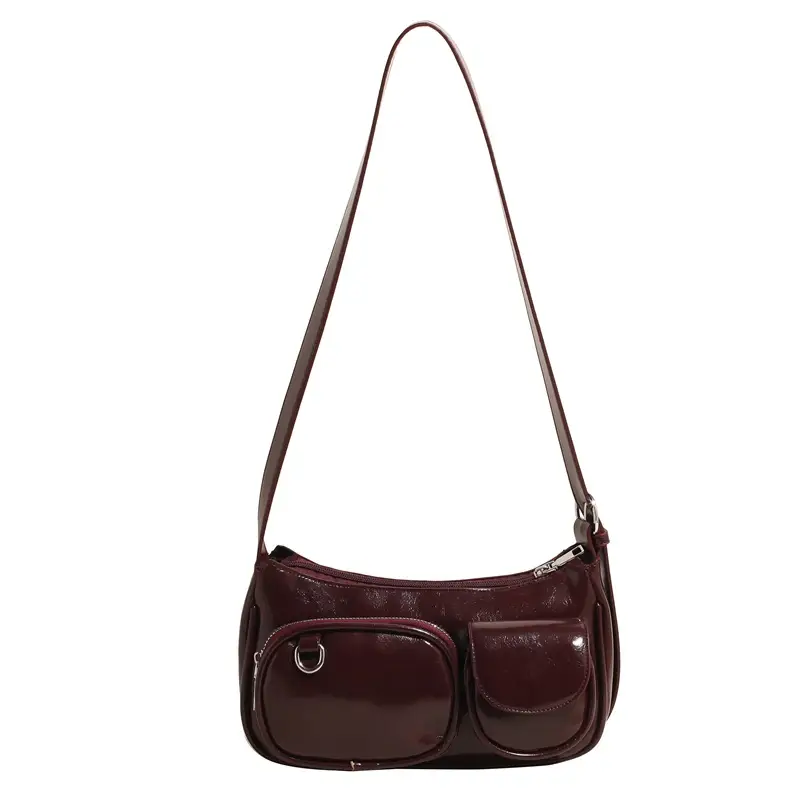 Tan Multi-Pocket Shoulder Bag with Detachable Strap - Image 3