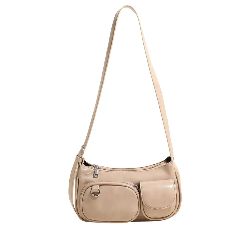 Tan Multi-Pocket Shoulder Bag with Detachable Strap - Image 5