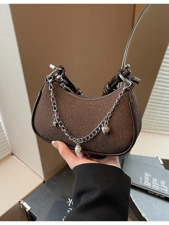 Women Crossbody Bag Brown Chain Strap 2026 Trendy - Image 8