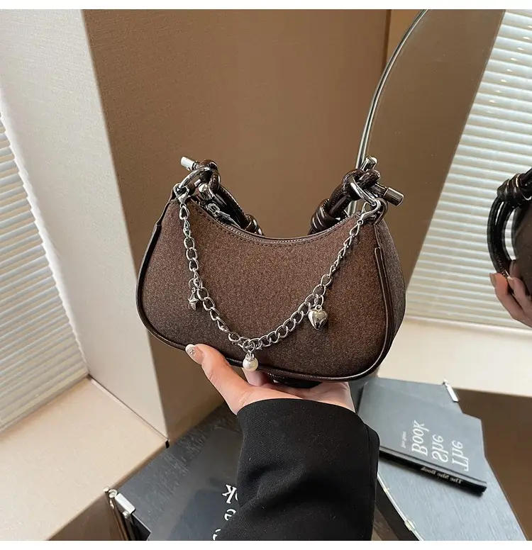 Women Crossbody Bag Brown Chain Strap 2026 Trendy - Image 2