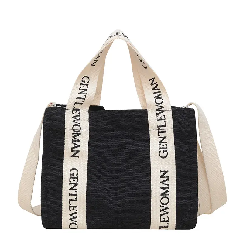 Thai Canvas Shoulder Bag Black White 2024 - Image 6