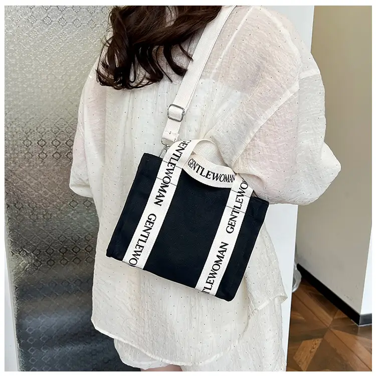 Thai Canvas Shoulder Bag Black White 2024 — feature 12