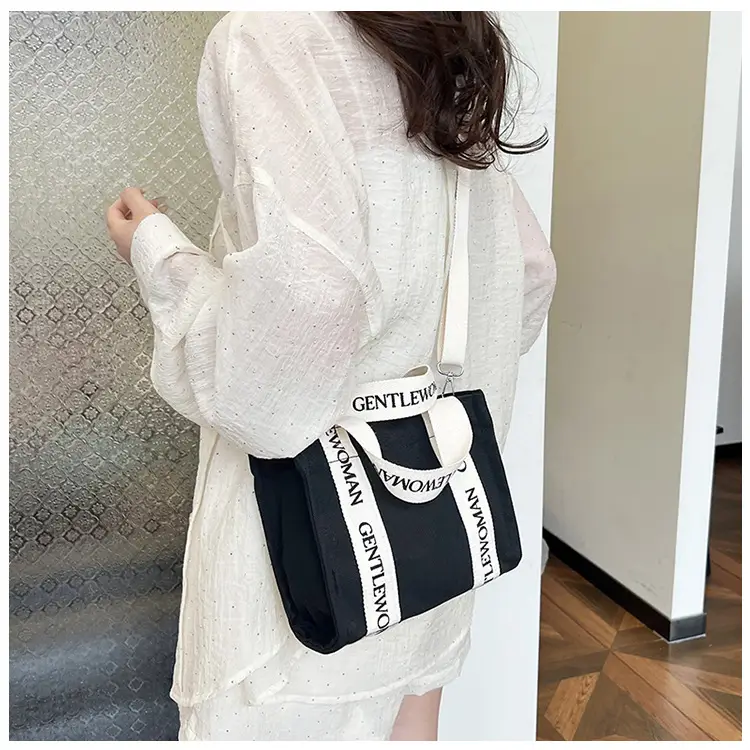 Thai Canvas Shoulder Bag Black White 2024 — feature 14