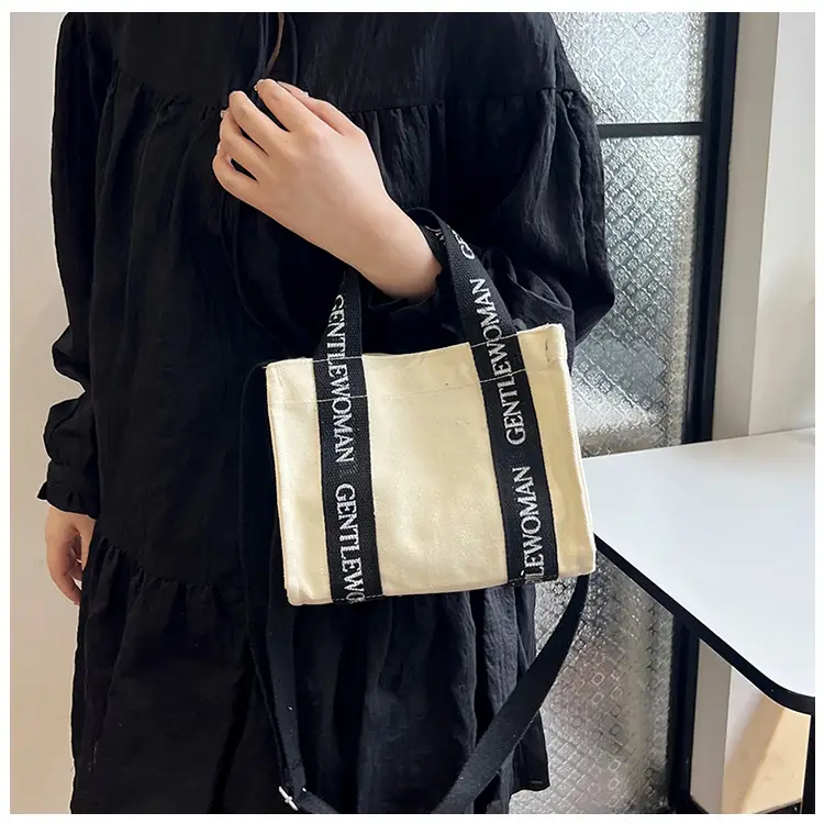 Thai Canvas Shoulder Bag Black White 2024 — feature 15