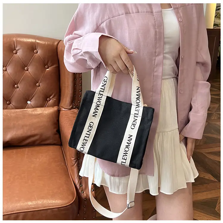 Thai Canvas Shoulder Bag Black White 2024 — feature 19