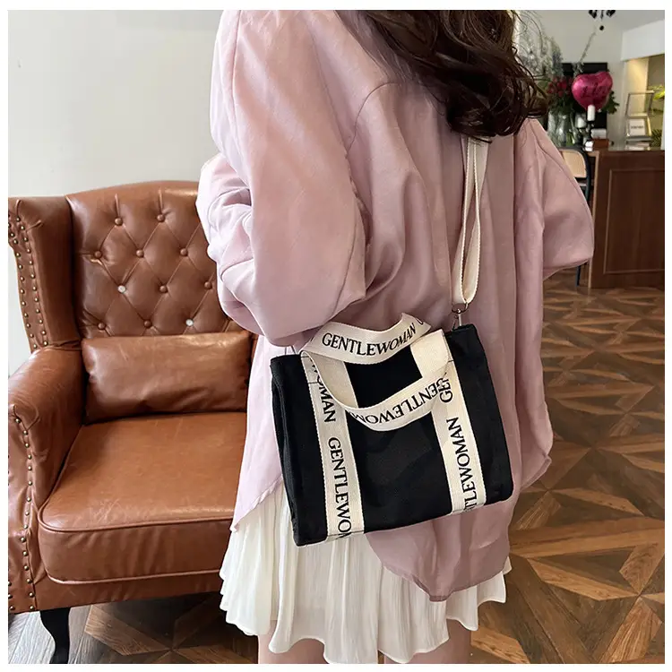 Thai Canvas Shoulder Bag Black White 2024 — feature 20