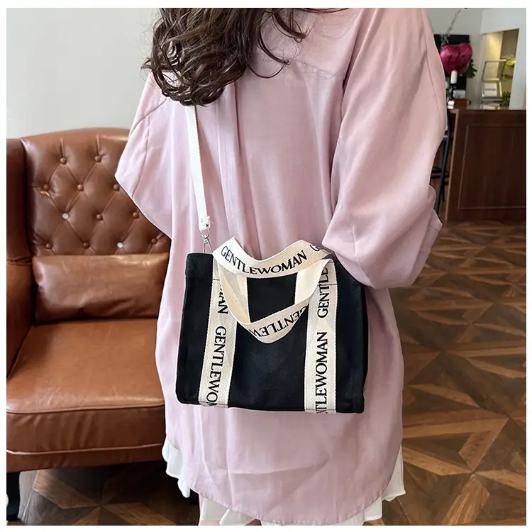 Thai Canvas Shoulder Bag Black White 2024 — feature 21