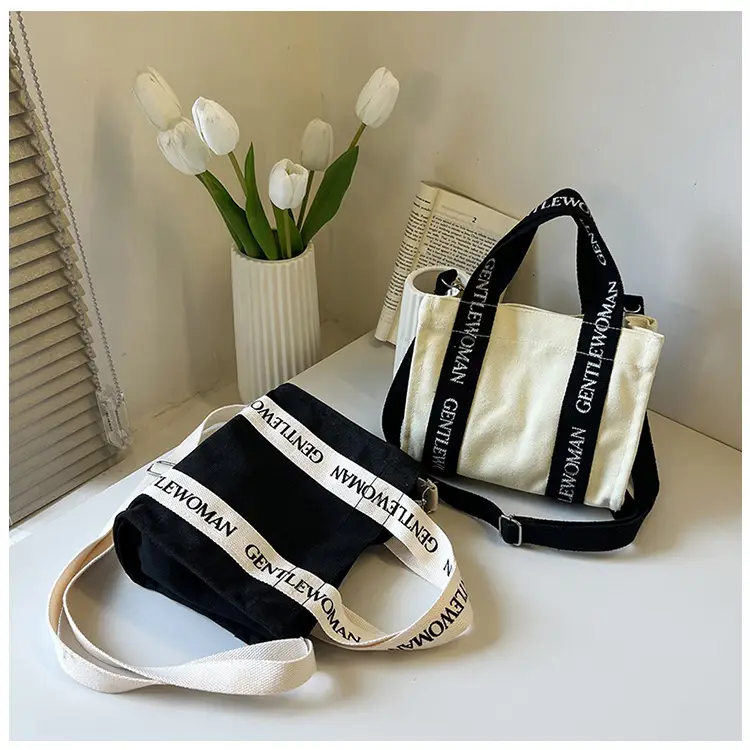 Thai Canvas Shoulder Bag Black White 2024 — feature 25