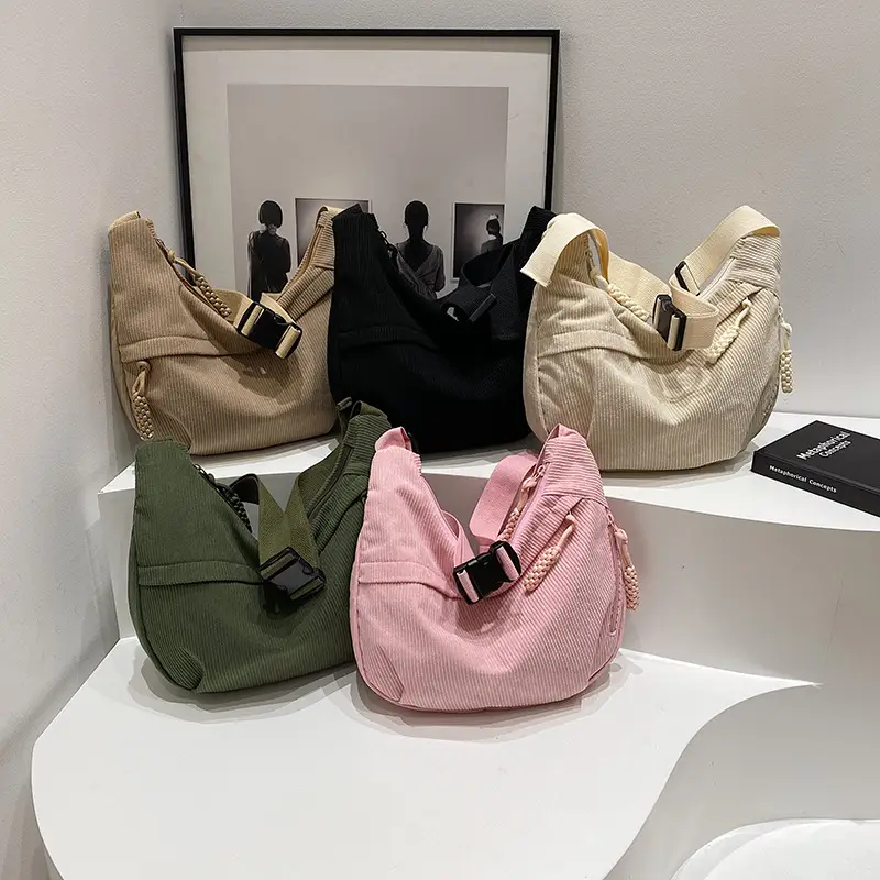 Black Fleece Shoulder Bag Large Capacity Crossbody Travel Commute - Image 9