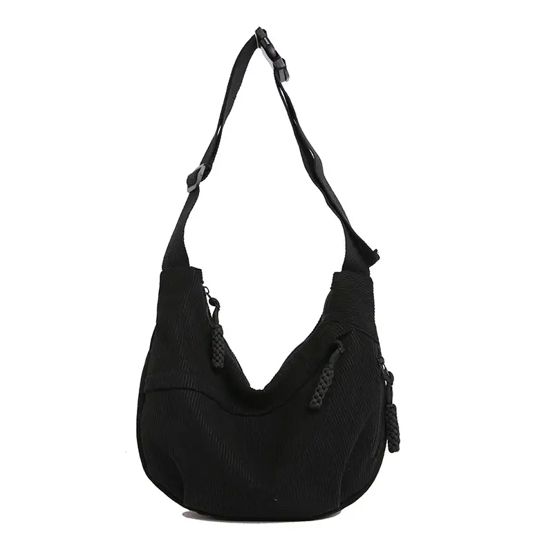 Black Fleece Shoulder Bag Large Capacity Crossbody Travel Commute - Image 10