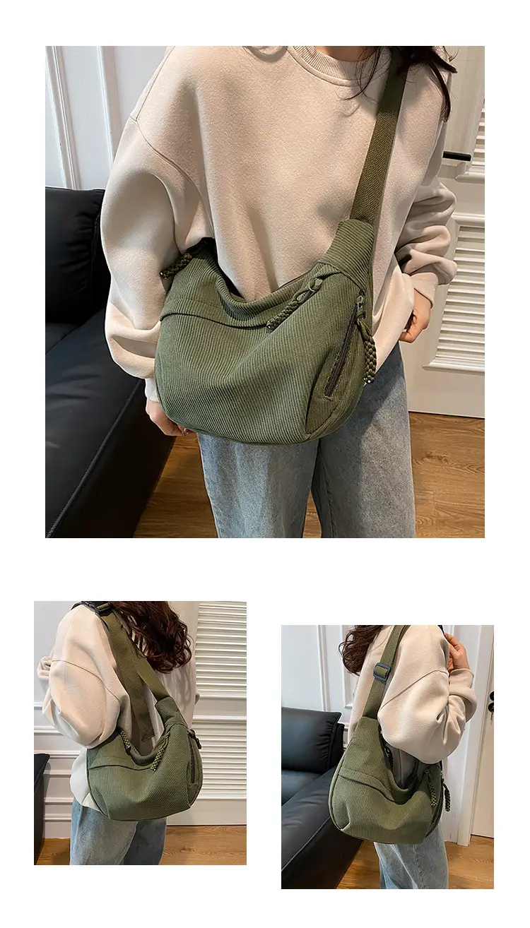 Black Fleece Shoulder Bag Large Capacity Crossbody Travel Commute — feature 13