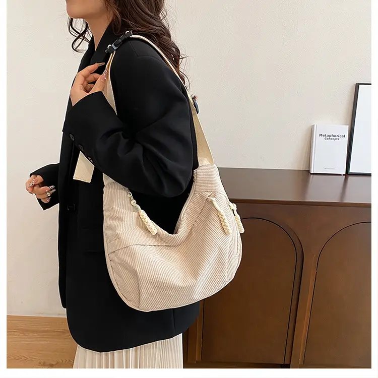 Black Fleece Shoulder Bag Large Capacity Crossbody Travel Commute — feature 29
