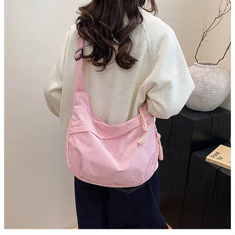 Black Fleece Shoulder Bag Large Capacity Crossbody Travel Commute — feature 43