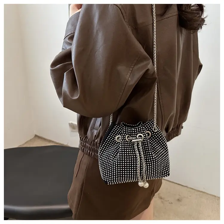 Black PU Drawstring Bucket Bag for Women — feature 18