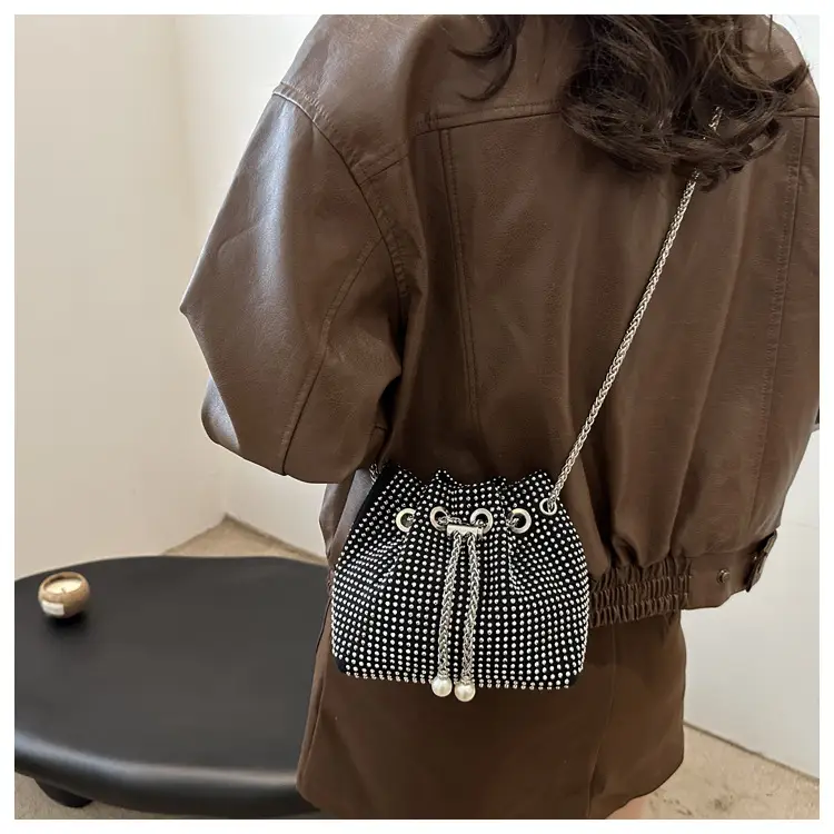 Black PU Drawstring Bucket Bag for Women — feature 20