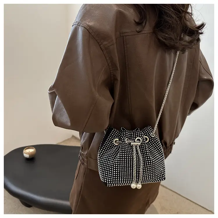 Black PU Drawstring Bucket Bag for Women — feature 21