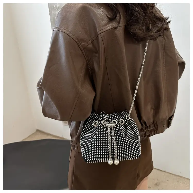 Black PU Drawstring Bucket Bag for Women — feature 22