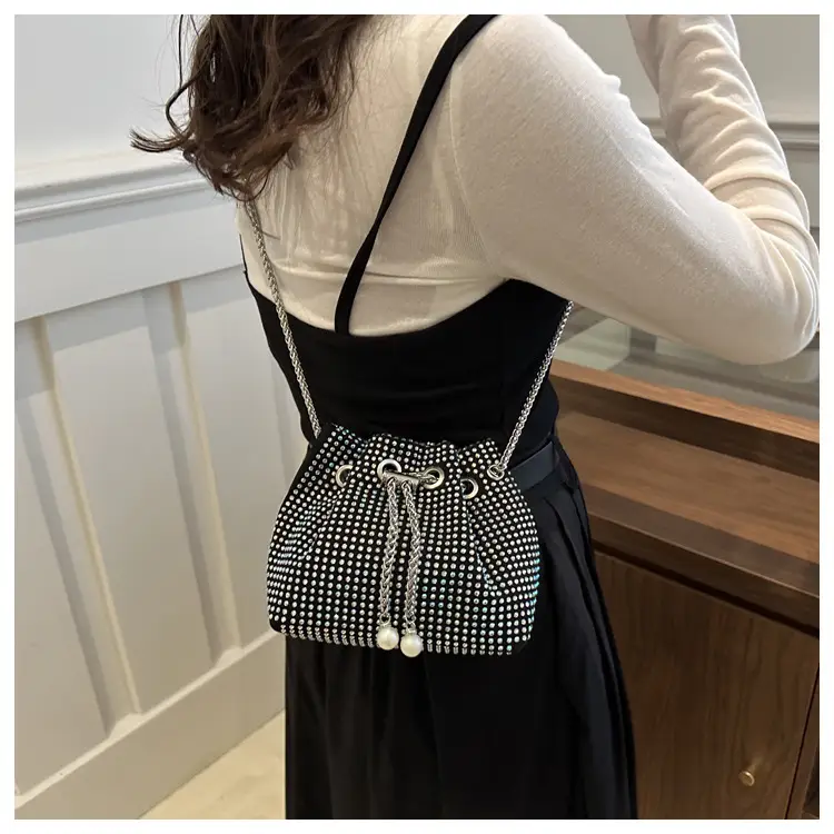 Black PU Drawstring Bucket Bag for Women — feature 25