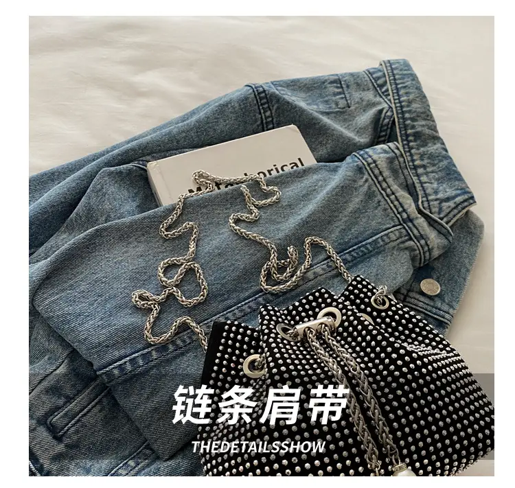 Black PU Drawstring Bucket Bag for Women — feature 4