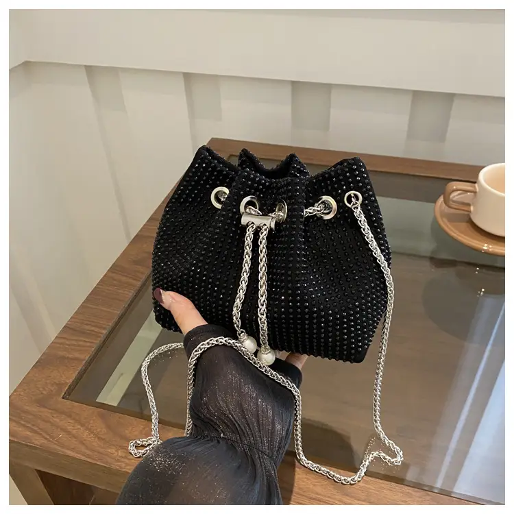 Black PU Drawstring Bucket Bag for Women — feature 8