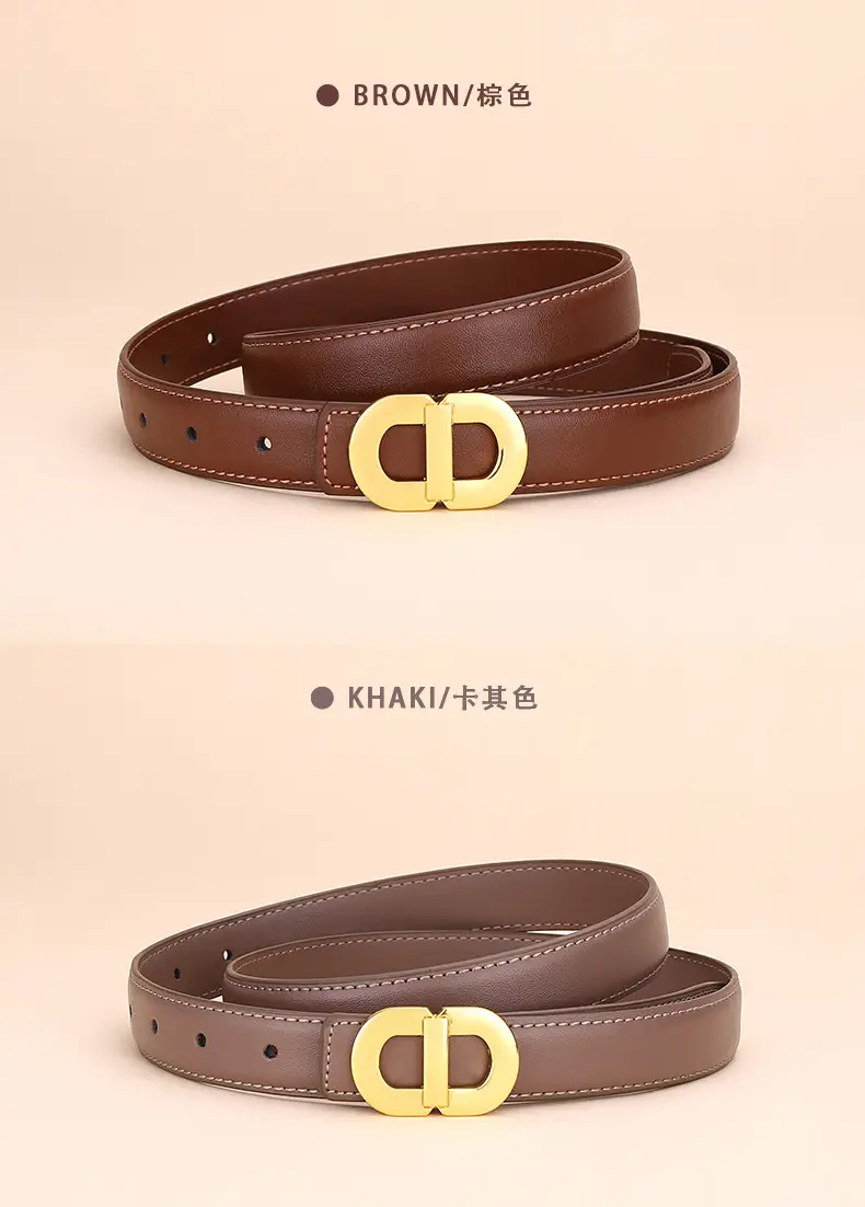 Women's Leather Belt with Gold Logo for Suits Coats — feature 13