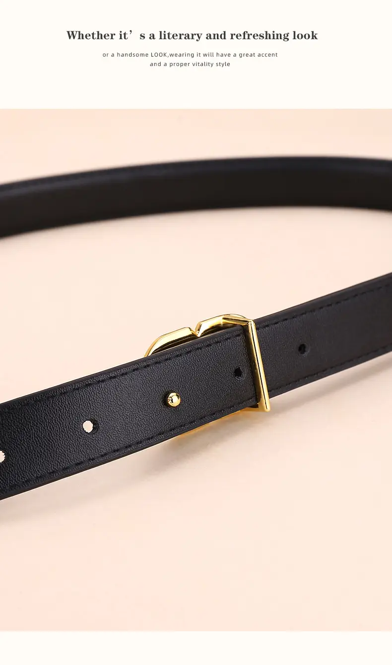 Women's Leather Belt with Gold Logo for Suits Coats — feature 20