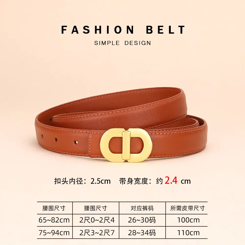 Women's Leather Belt with Gold Logo for Suits Coats - Image 6