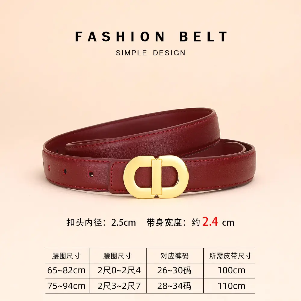 Women's Leather Belt with Gold Logo for Suits Coats - Image 7