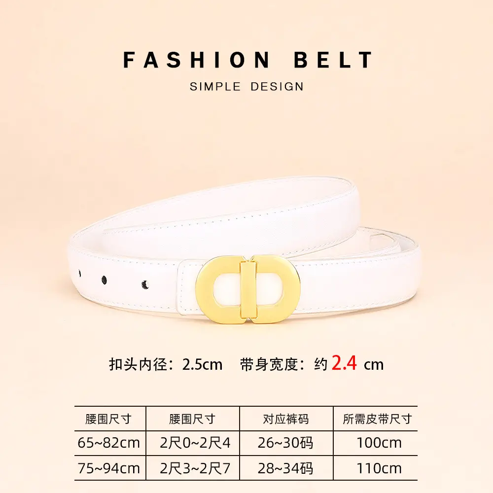 Women's Leather Belt with Gold Logo for Suits Coats - Image 9