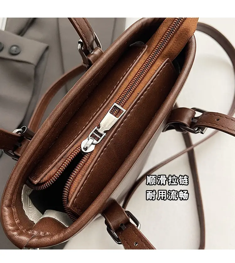 Women Retro Crossbody Bag Brown Pom Pom Charm — feature 18