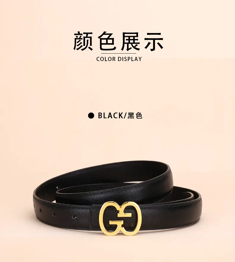 Bright Gold G Logo Belt for Women Genuine Leather — feature 11