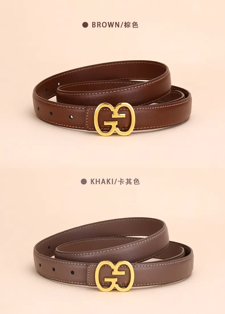 Bright Gold G Logo Belt for Women Genuine Leather — feature 12