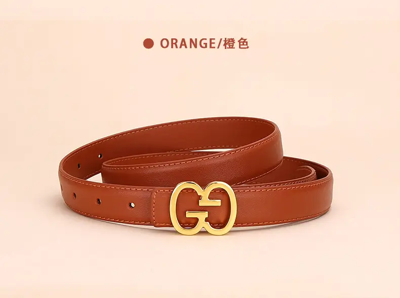 Bright Gold G Logo Belt for Women Genuine Leather — feature 13