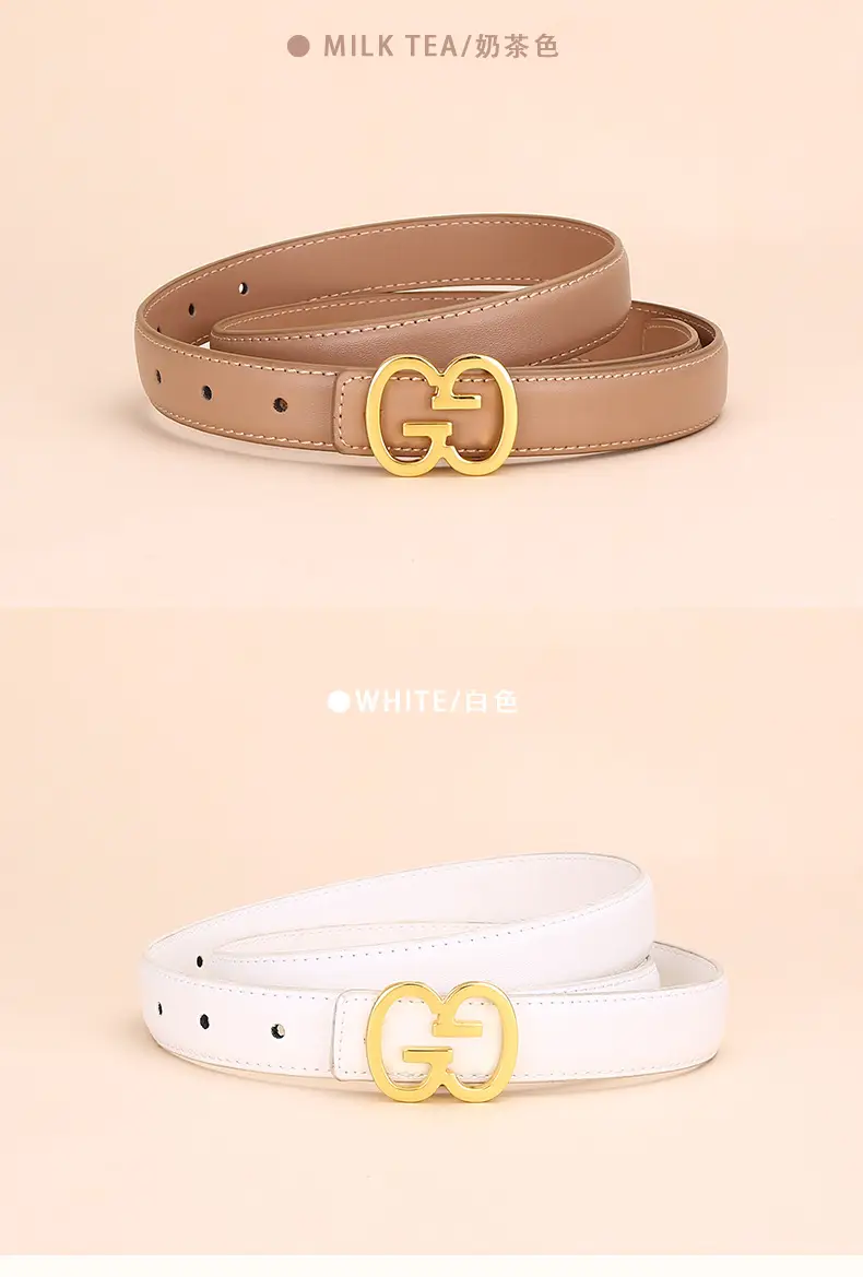 Bright Gold G Logo Belt for Women Genuine Leather — feature 14