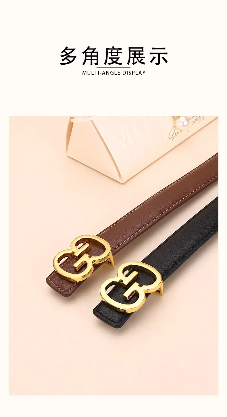 Bright Gold G Logo Belt for Women Genuine Leather — feature 15