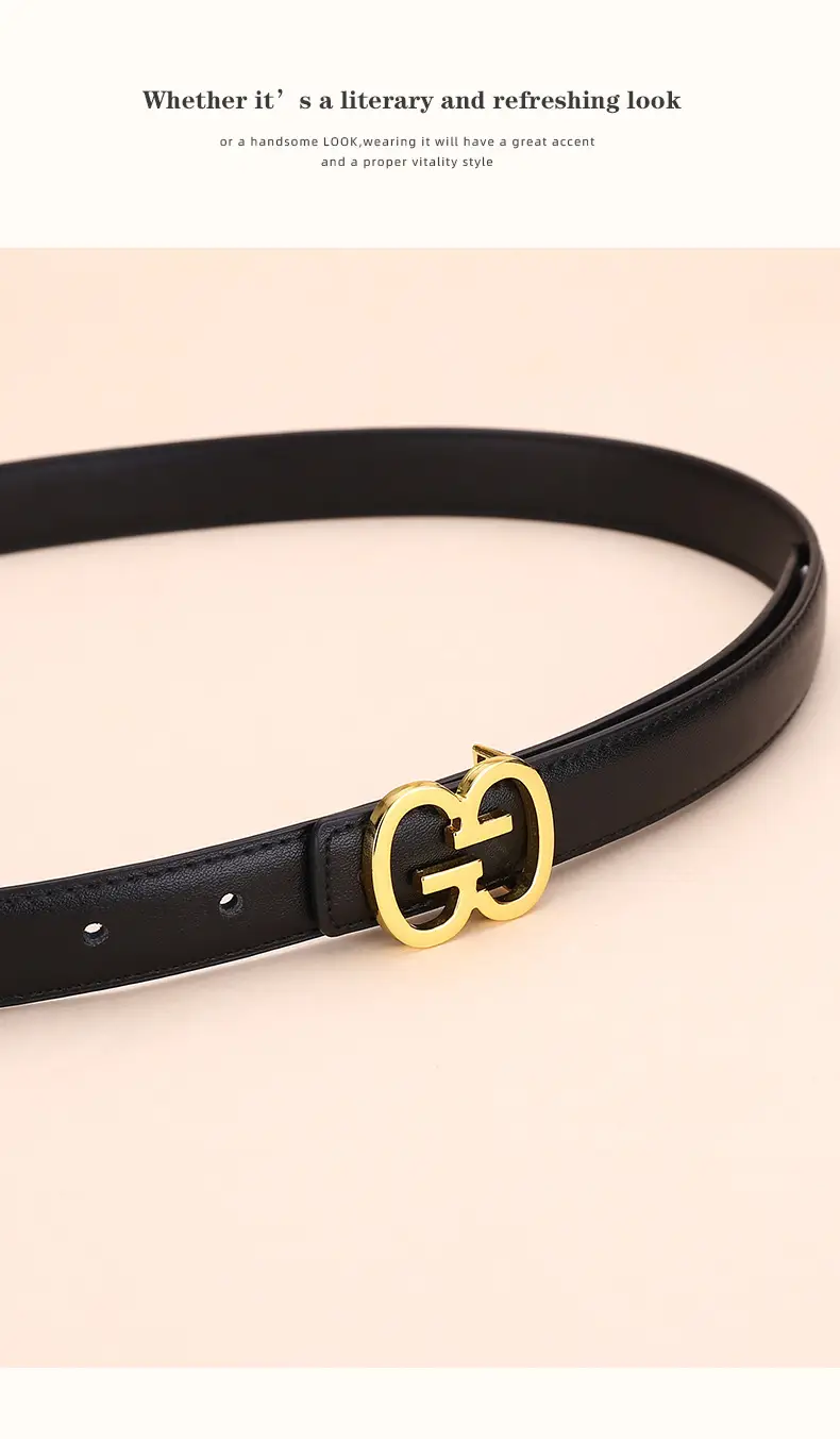 Bright Gold G Logo Belt for Women Genuine Leather — feature 18