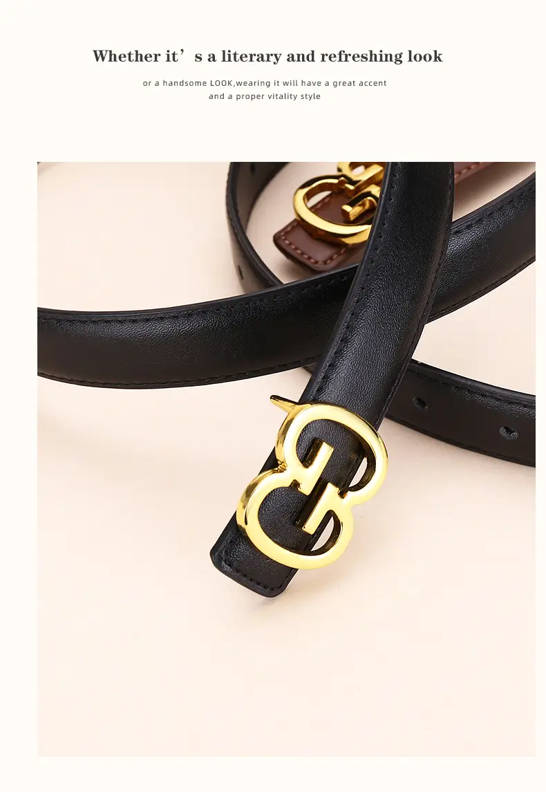 Bright Gold G Logo Belt for Women Genuine Leather — feature 20