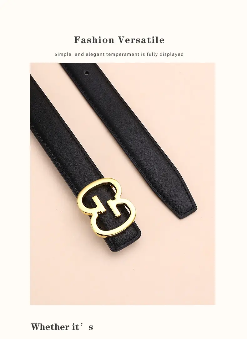 Bright Gold G Logo Belt for Women Genuine Leather — feature 22