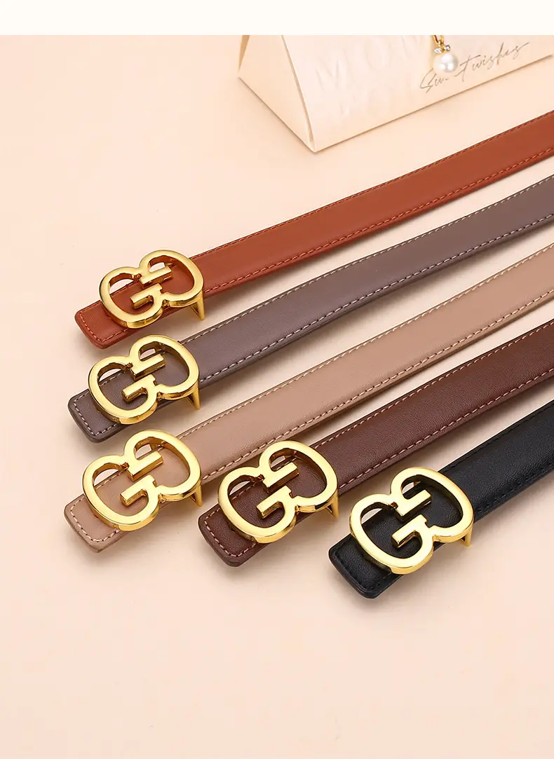 Bright Gold G Logo Belt for Women Genuine Leather — feature 23
