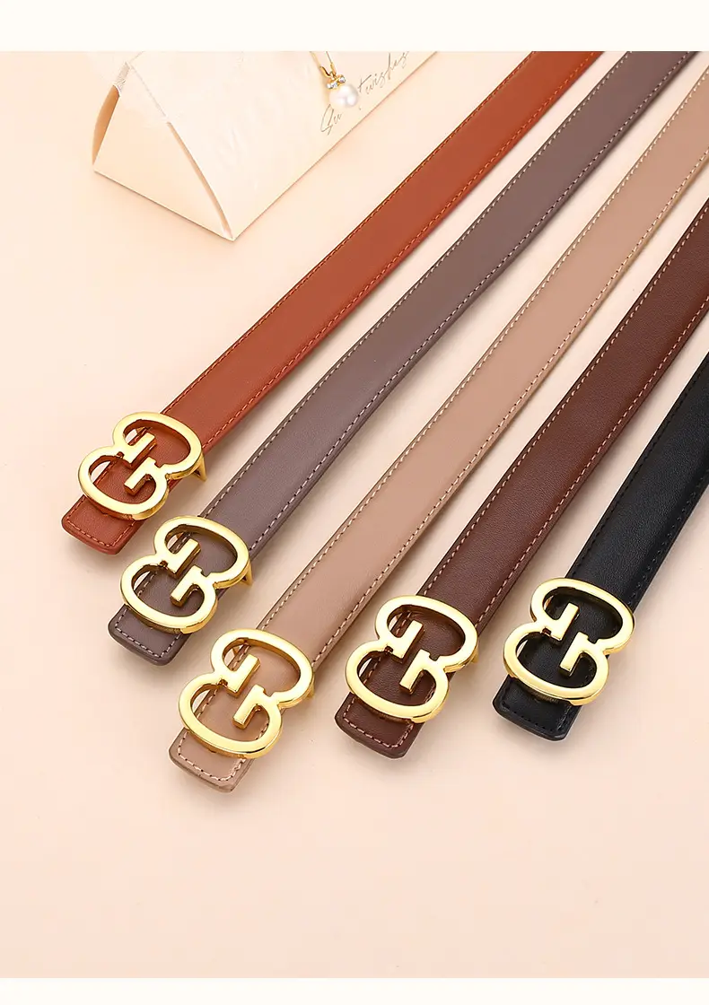 Bright Gold G Logo Belt for Women Genuine Leather — feature 24