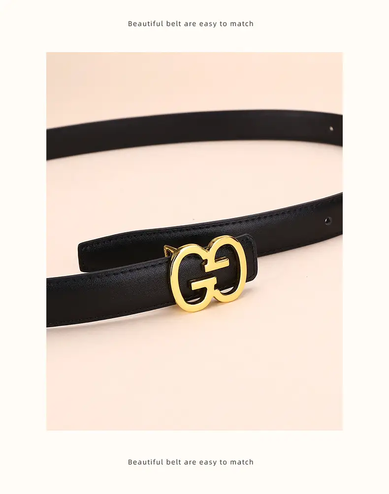 Bright Gold G Logo Belt for Women Genuine Leather — feature 25