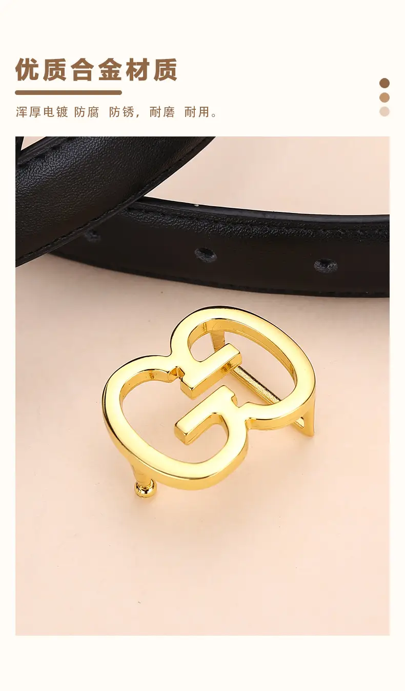Bright Gold G Logo Belt for Women Genuine Leather — feature 7