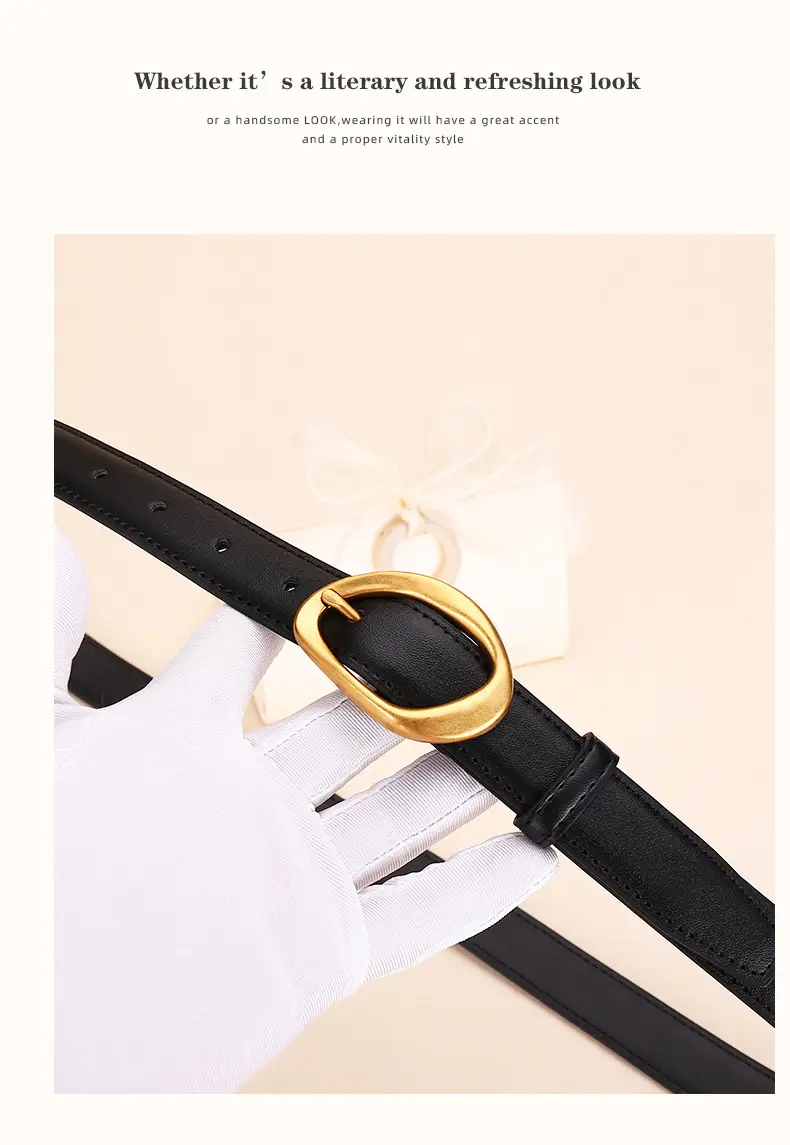 Women Rose-Inspired Black Leather Belt with Gold Buckle — feature 18