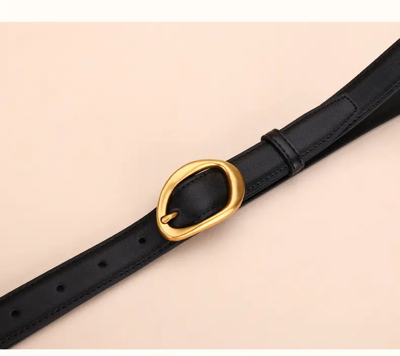 Women Rose-Inspired Black Leather Belt with Gold Buckle — feature 19