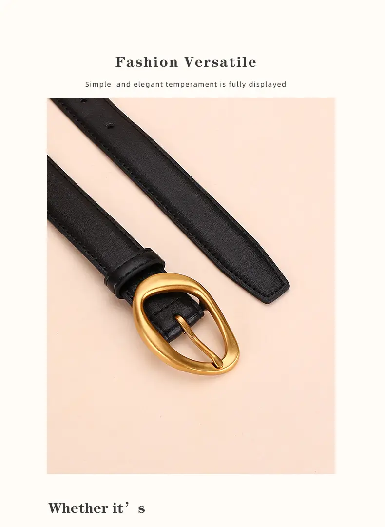 Women Rose-Inspired Black Leather Belt with Gold Buckle — feature 20