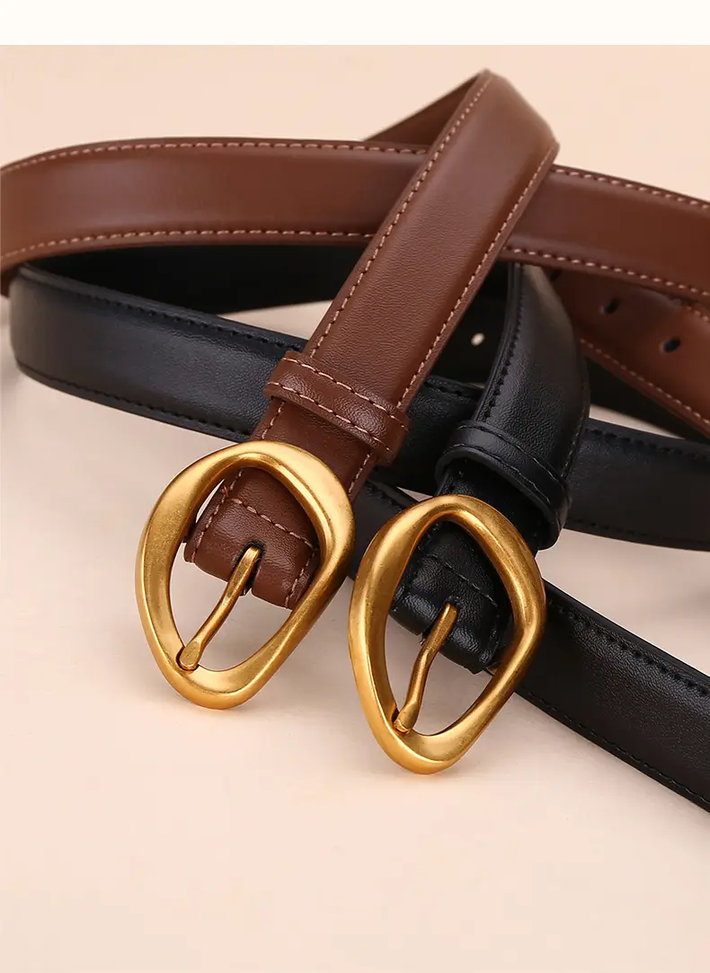 Women Rose-Inspired Black Leather Belt with Gold Buckle — feature 21